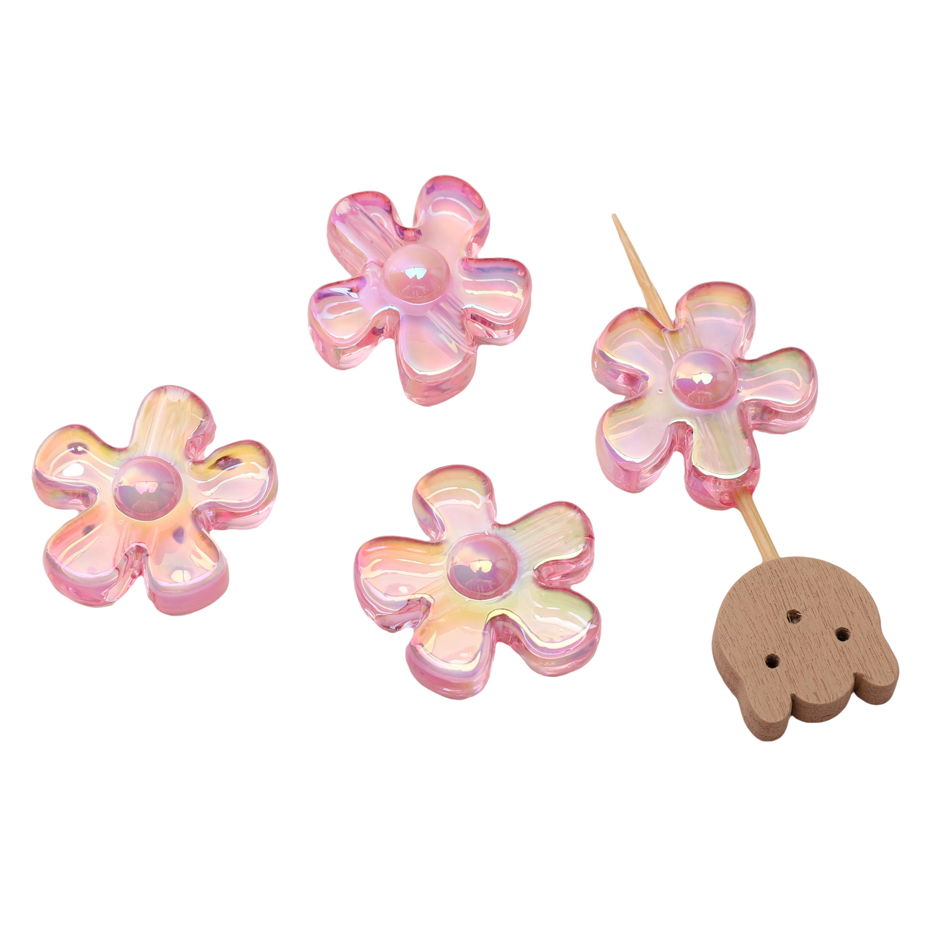 

Acrylic Double-sided hand-painted Cake Beads Cute Charms For DIY Accessories Jewelry Making 23x25mm 2pcs поросенок розовый