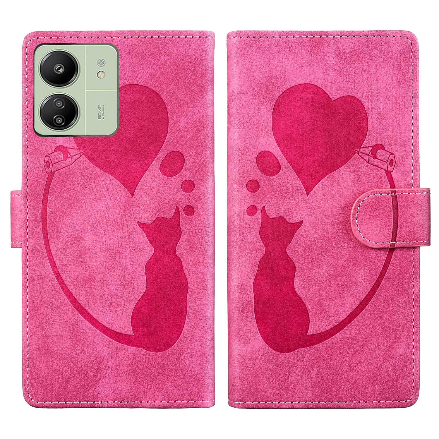 

Для Xiaomi Redmi 13C 4G/5G/13R 5G/Poco M6 5G/Poco C65 4G Чехол Милый отпечаток кошки PU кожаный кошелек Чехол для телефона Rose