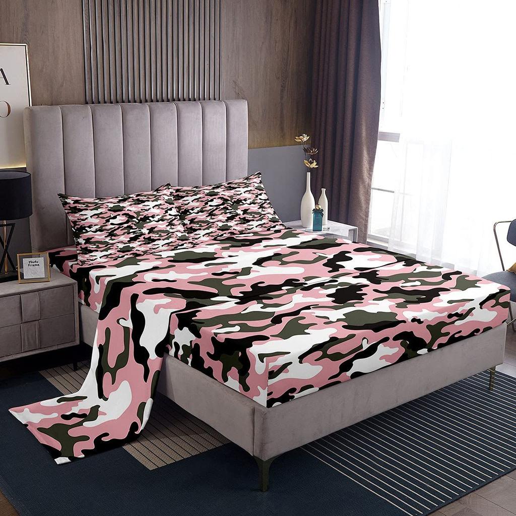 Camouflage Personalized Pattern Bed Hat Four-Piece Bedding Set Bedroom Dormitory Bedding Decoration