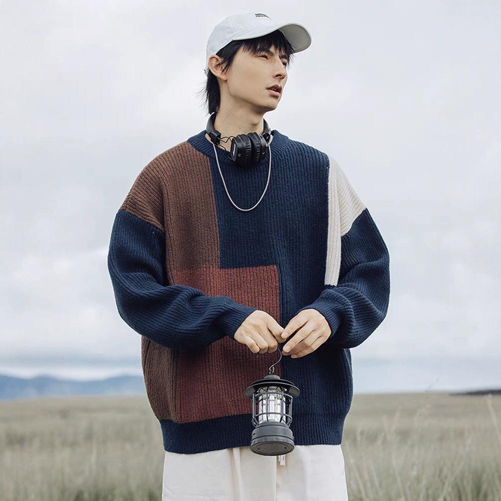 

2024 Autumn/Winter Men s Trendy Loose-Fit Round Neck Sweater - Hong Kong Style, Japanese-Inspired Casual Knitwear Large білий