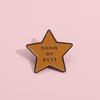 Inspirational Star-Shaped Metal Brooch with 'DING MY BEST' Lettering