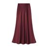 Elegant Satin Fishtail Midi Skirt - Women's High-Waist Silhouette for Summer