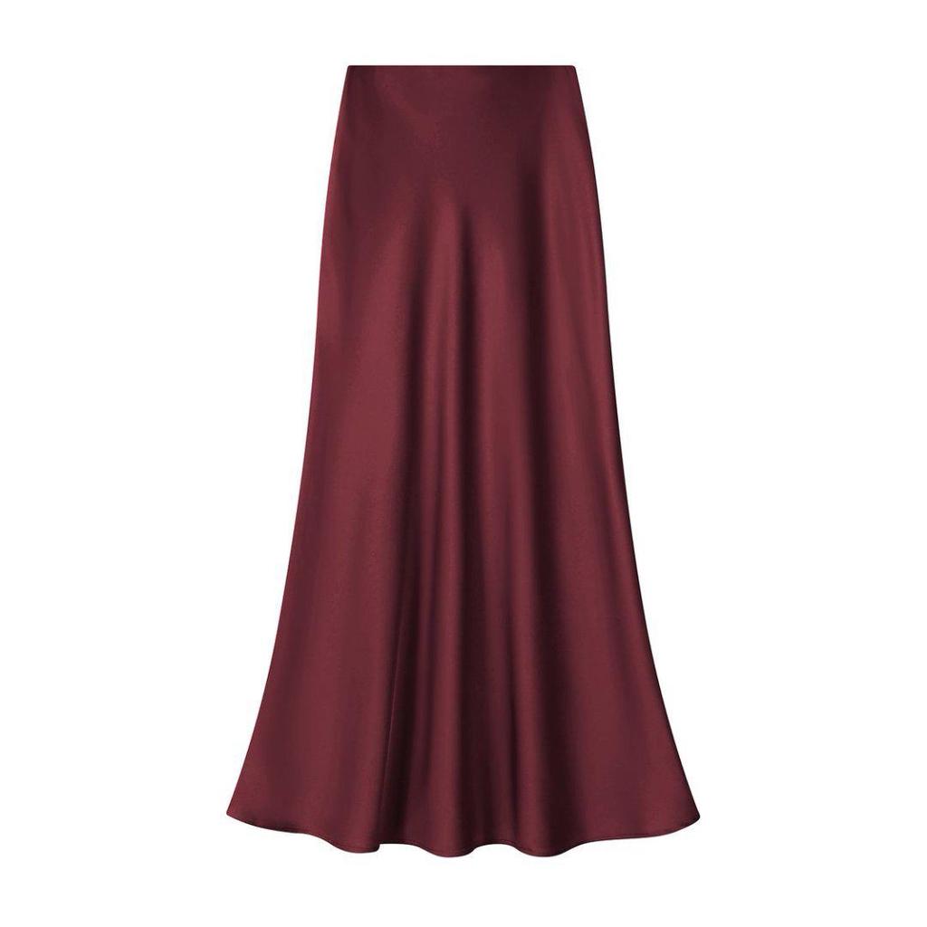 Elegant Satin Fishtail Midi Skirt - Women's High-Waist Silhouette for Summer
