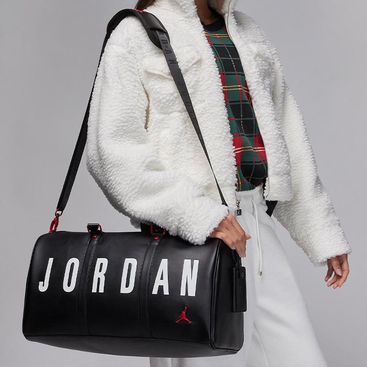 New Jordan Synthetic Leather Luggage Bag Handheld Bucket Bag Fitness Handbag Shoulder Bag Unisex Black & White HA6466-014