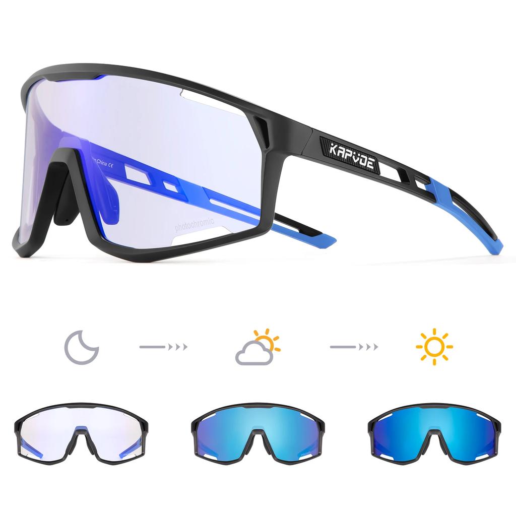 Kapvoe Photochromic Cycling Glasses Sunglasses for Men's Cycle Sun Glasses MTB UV400 Goggles Woman Road Bike Bicycle Eyewear