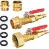 Tool Daily Winterize Blowout Adapter Kit With 1/4" Quick Connect Plug And 3/4" Garden Water Hose Threading, 2PCS Winterize Quick Adapter With Ball