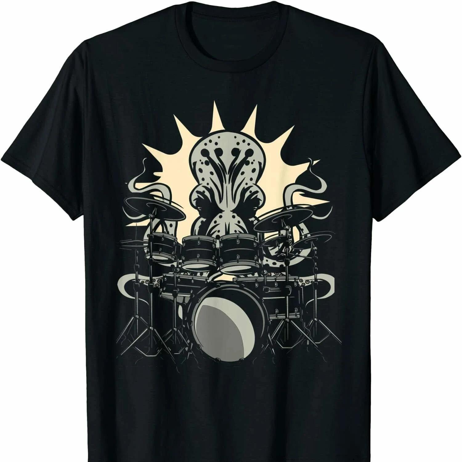 

Octopus Playing Drum Music Instrument T Shirt Brand New 100% Cotton Short Sleeve O Neck T Shirt Casual Men s Top S чёрный