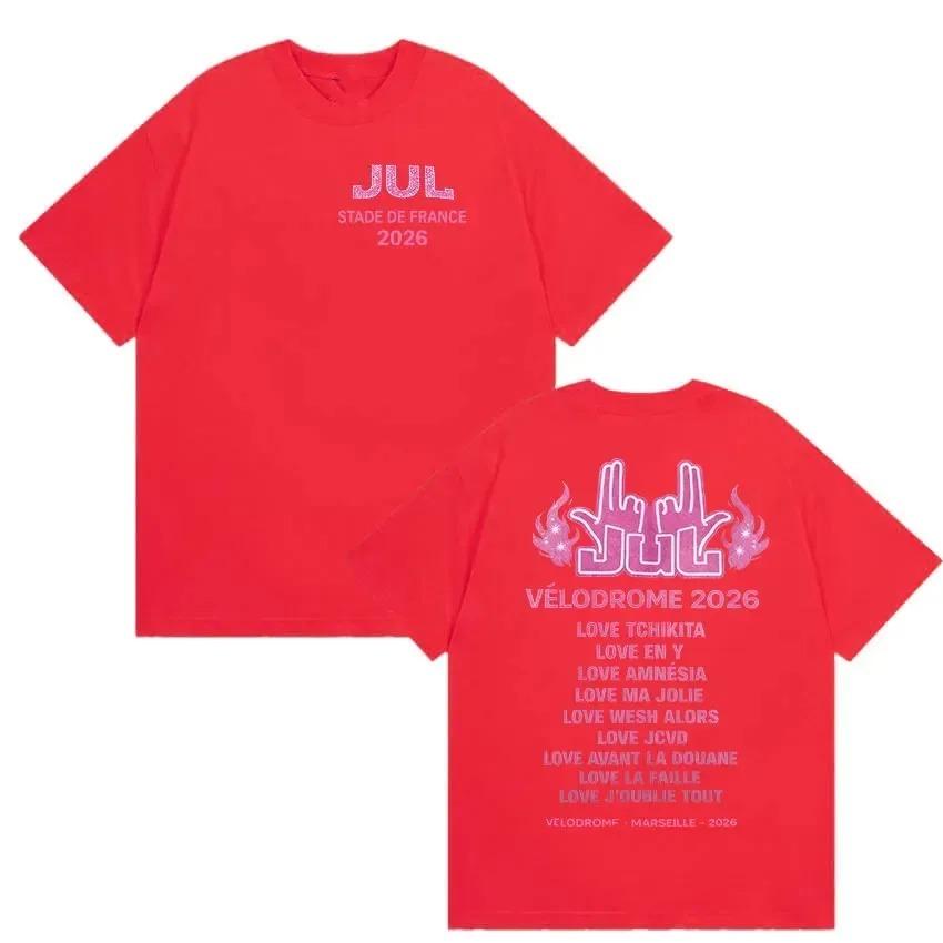 Fashion Pure Cotton Short Sleeve TShirt Hip Hop Singer Jul Stade De France 2026 Album Fan TShirt Retro Aesthetic Tshirt