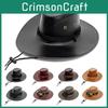 Classic Pu Leather Cowboy Hat With Sunshade Features For Outdoor Adventures For Men