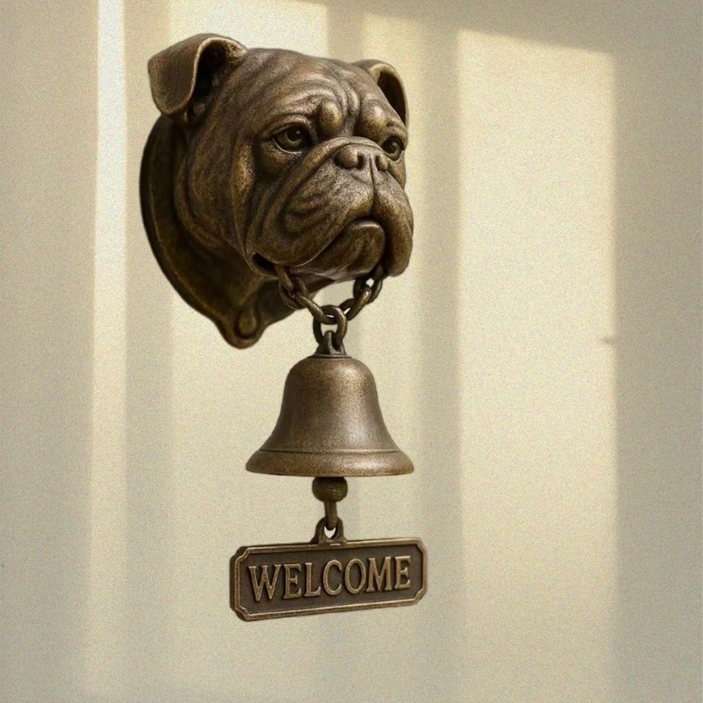 Retro Animal Inu Welcome Wall Mounted Pet Doorbell Charming Entrance Decoration Handmade Durable Dog Lovers Home