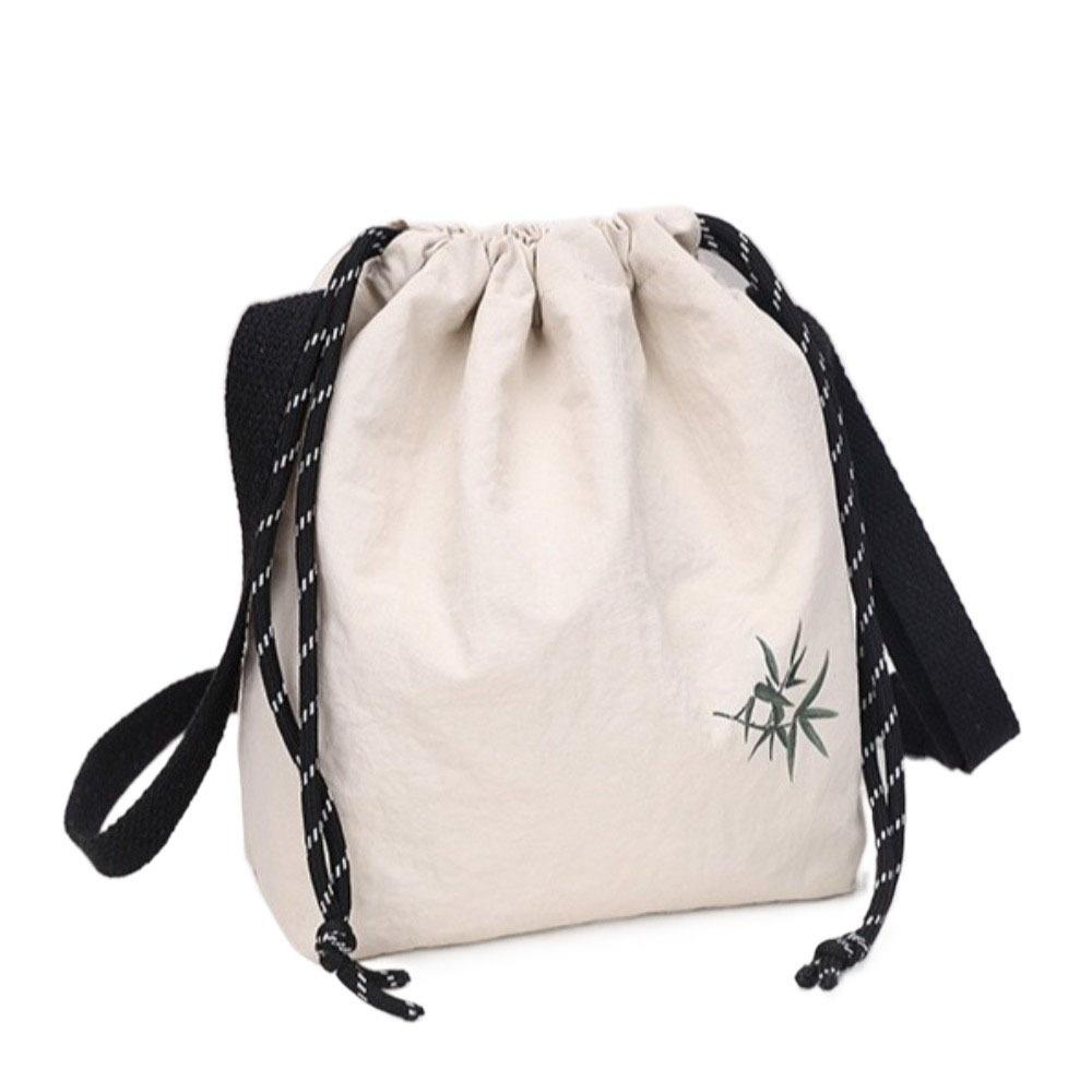 Lightweight Nylon Bucket Bag Large Capacity Crossbody Bag Simple Drawstring Shoulder Bag  Daily