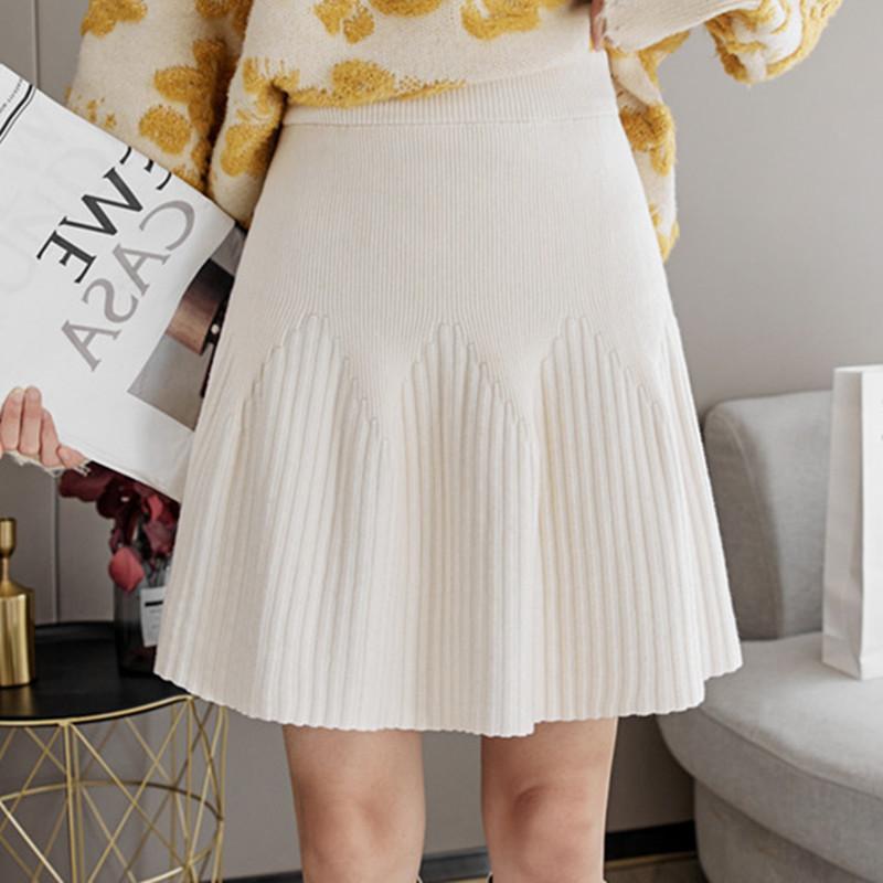 Women's Knitted Short Skirt A-line Knitted Skirt High Waist Knitted Skirt Autumn/Winter