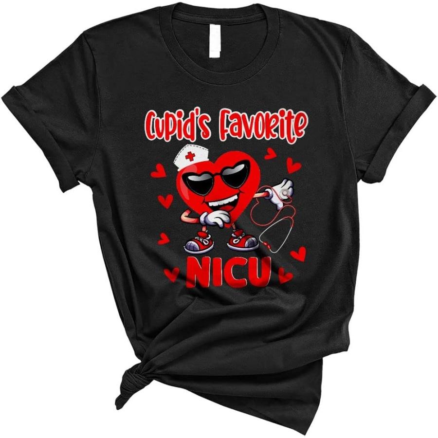 Cupid s Favorite NICU Cute Valentine s Day Heart Dabbing Nurse Matching Group Gifts Unisex T-Shirt S