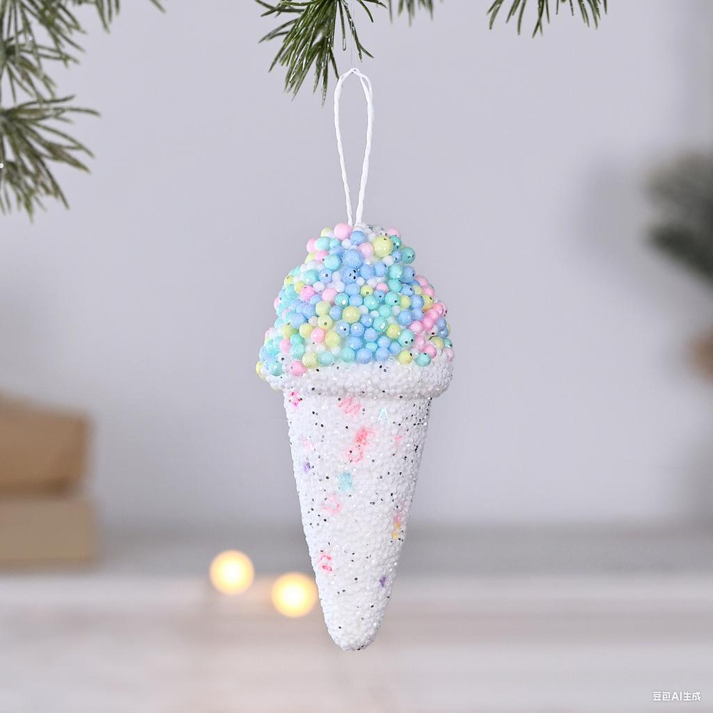 Macaron Ice Cream Cake Donut Pendant Christmas Tree Hanging Decoration Kids New Year Gifts Home Party Supplies