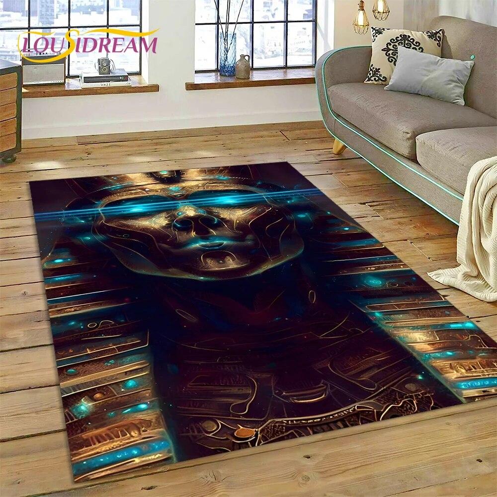 3D Anubis Pharaoh Horus Egyptian Mythology Gods Carpet Rug for Home Living Room Bedroom Sofa Doormat Decor,Area Rug Non-slip Mat