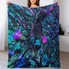 New Peacock Iridescent Throw Blanket Flannel Fleece Soft Warm Throw Blanket