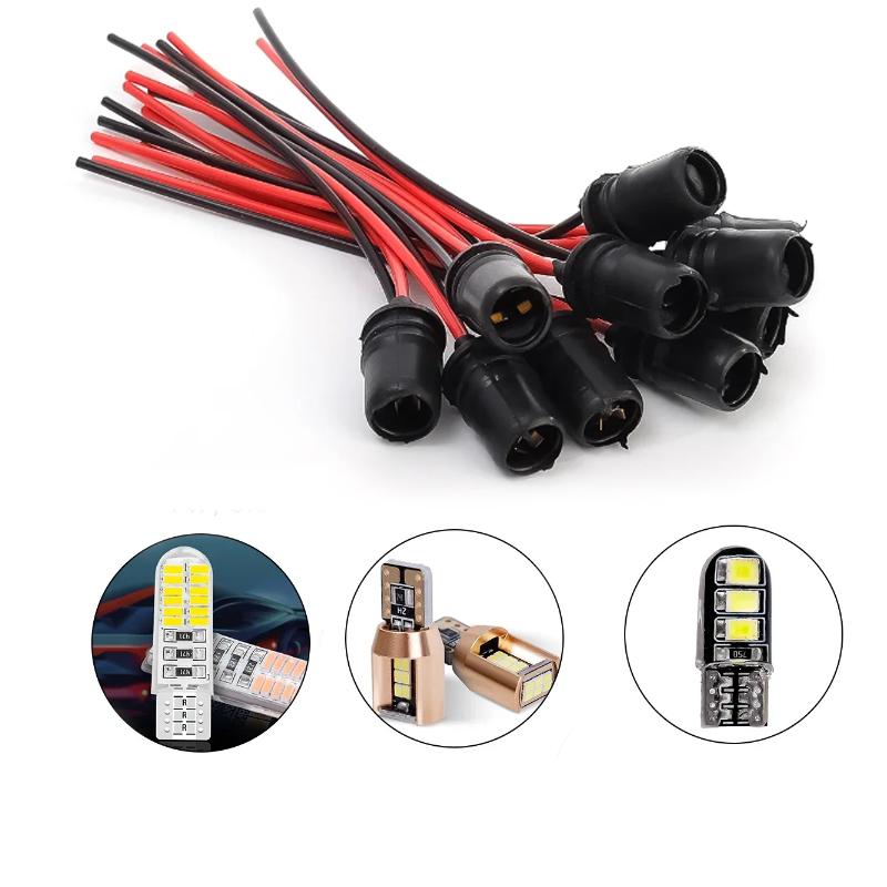 1/20PCs Car T10 Lamp Holders Brake Tail Instrument Lamp Sockets Round Lamp Socket Safety Flame Retardant Material Auto Parts