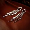 High-End Metallic Leaf Sequin Tassel Earrings: Real Gold Plated Silver Studs for Women