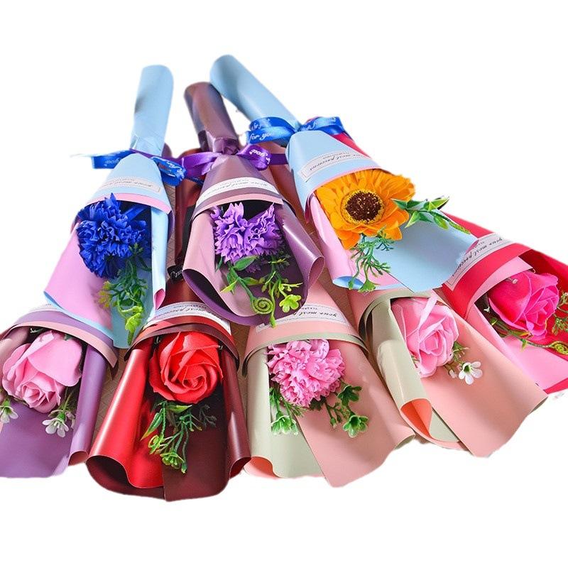 Qixi Valentine's Day Single Rose Soap Flower Bouquet Simulation Carnation Mother's Day Gift Teacher's Day