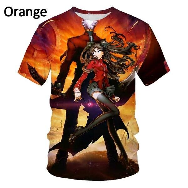Summer New Fashion Cool Fate Stay Night Printing 3d Printing T-shirt Causal Round Neck Short Sleeve