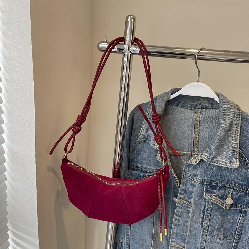 Vintage Aesthetic Horn Bag For Women With Soft Suede Material And Unique Design