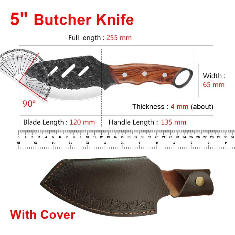 Utility Knife Slicing Meat Fruit Fish Knife Chef Cleaver Chop Vegetables Kitchen Knives Hand Forge Blade Boning Butcher Knife