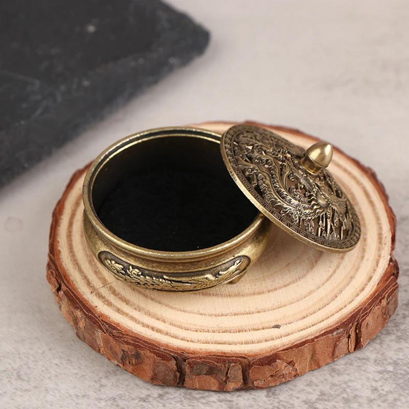 Antique Brasses Pocket Incense Burner Mini Hollow Incense Ornament Ancient Chinese Tea Table Decoration Dragon And Phoenix