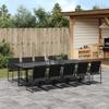 VidaXL 11 Pcs Garden Dining Set Black Textilene, Outdoor Dining Set, Garden Dining Furniture, Table and 3295121