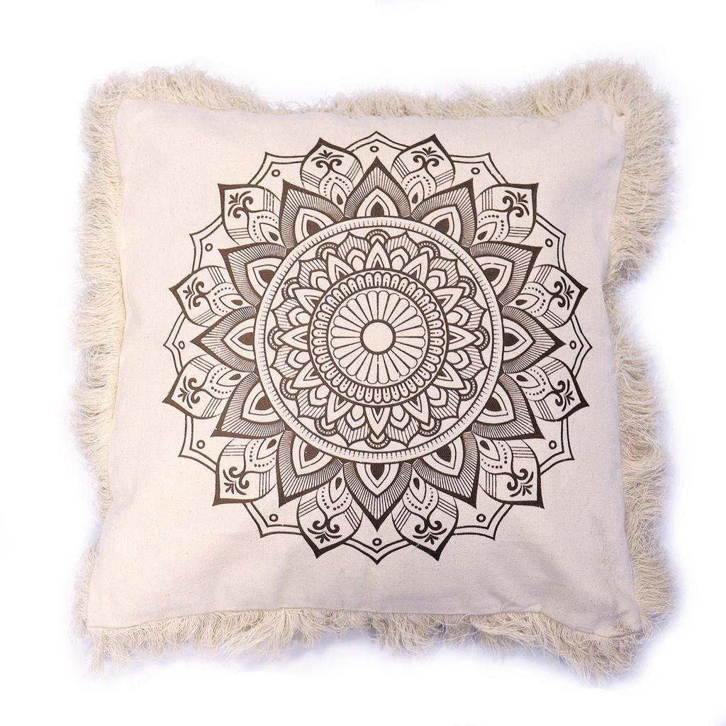 Cotton Cushion Cover Lotus Mandala 60x60 cm Bronze