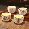 Ceramic Teacup Meditation Kung Fu Cup Handmade Retro Chinese Style Porcelain Household Kitchen Teaware Drinkware Tea Accessories