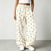 Women's Retro Polka Dot Wide Leg Pants with Elastic Waist, Flowy Casual Trousers for Everyday Wear