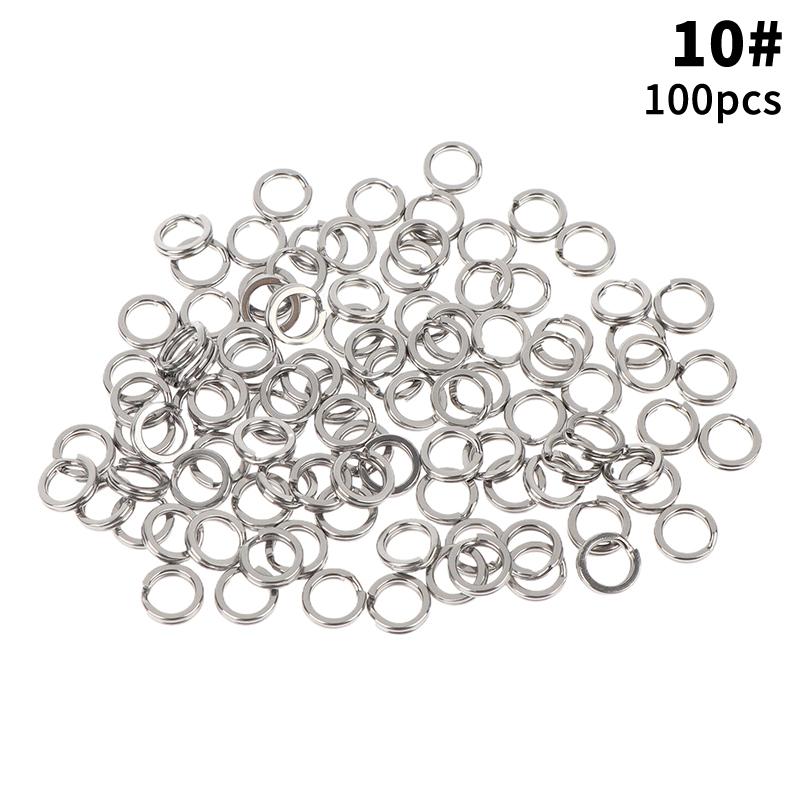 Fishing Split Rings 100Pcs Stainless Steel Lure Rings Saltwater Terminal Tackles Split Rings Fishing Connectors Snap Rings