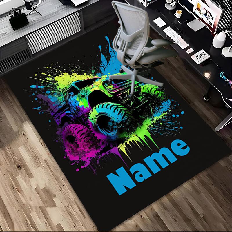 Personalized Name Monster Jam Night Living Room Non-Slip Area Rug Soft Carpet for Bedroom Kids Playroom Sofa Office Home Decor Doormat