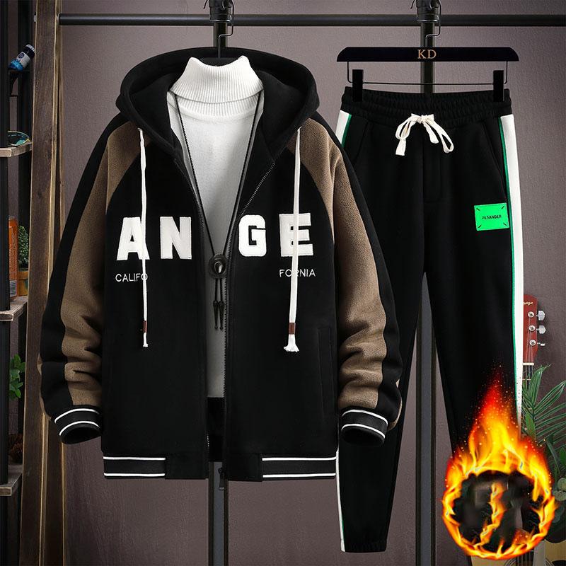 

Зимний мужской спортивный костюм повседневная куртка с капюшоном спортивная куртка спортивные штаны комплект из 2 предметов хип-хоп толстый теплый комплект XXXXL