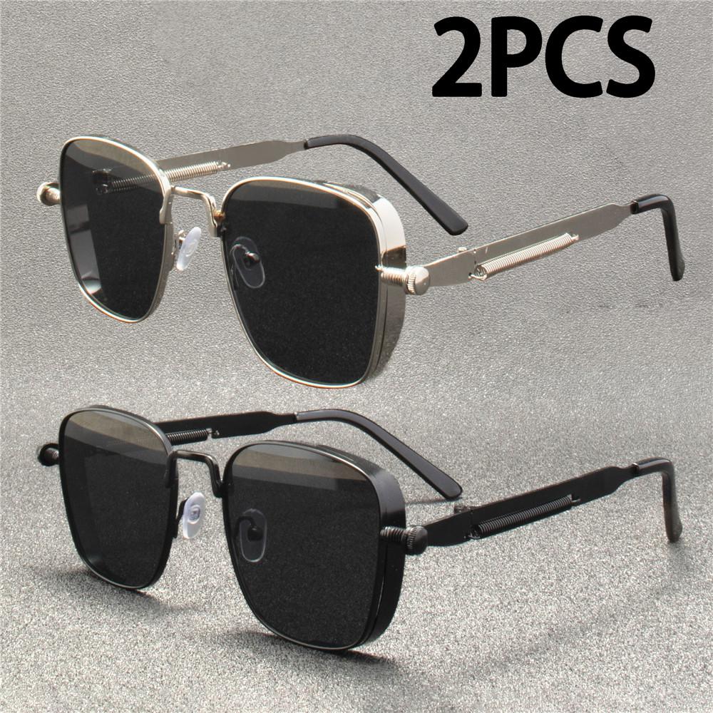 

2 шт. ZXWLYXGX Металлические Стимпанк Солнцезащитные очки Мужские Женские Модные Очки Дизайнерские Брендовые Ретро Винтажные Солнцезащитные очки