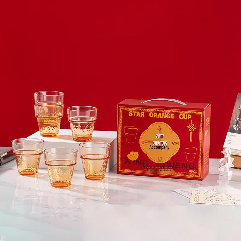 YiLiWu Star Orange Companion Glass Cup Six-Piece Set