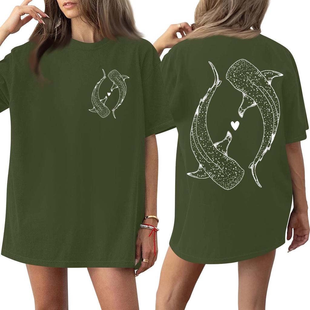 Top Tricou cu Mânecă Scurtă Imprimat cu Gât Rotund pentru Femei