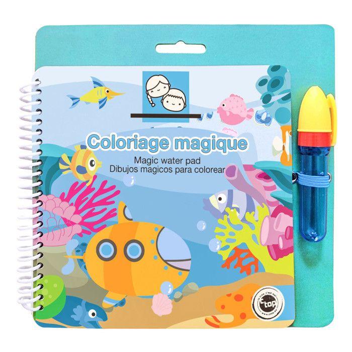 Carnet de coloriage - Sous l'océan - 16x16cm - Enfant - Dès 3 ans - Motricité fine sans taches