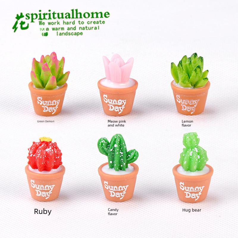 Charming Resin Miniature Succulent Moss Garden Ornaments Diy Desktop Decorations