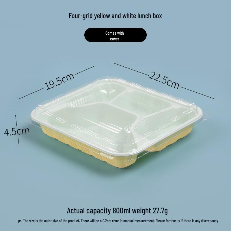 Disposable 4-Compartment Plastic Lunch Box Set with Lids (500 Count)