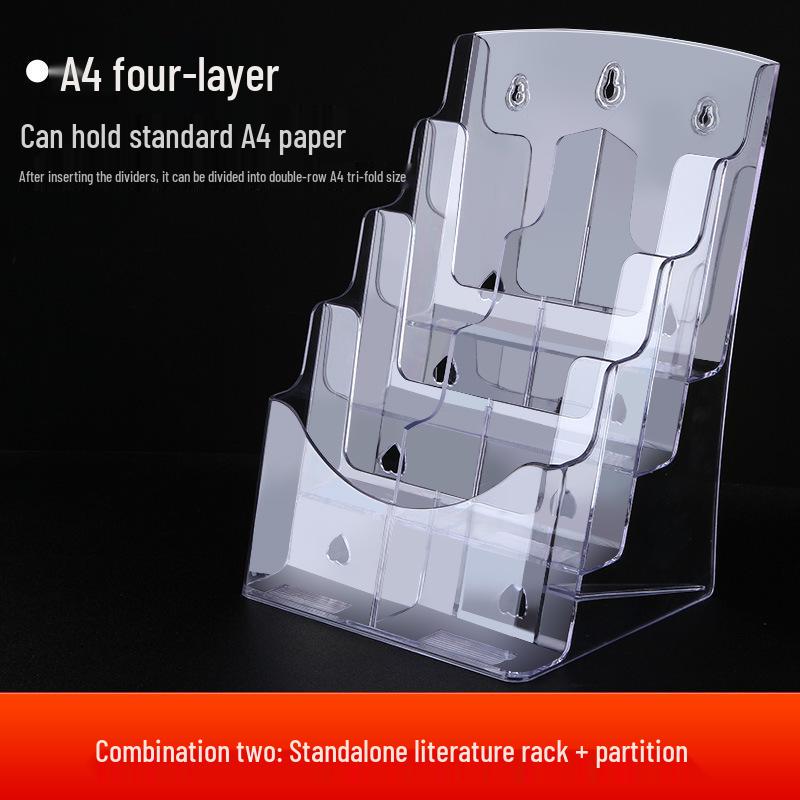 A4 Acrylic Three-Layer Brochure and Leaflet Display Stand