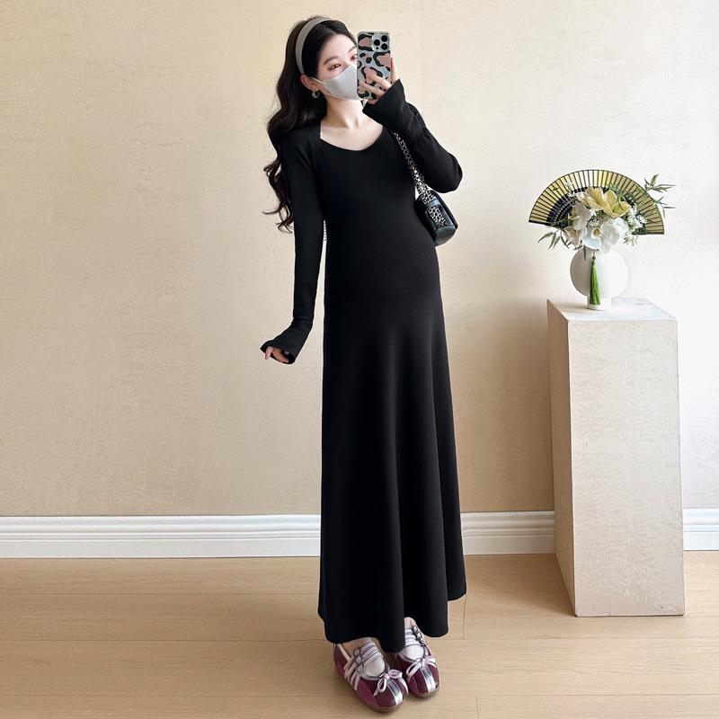 2026 Spring Korean-Style U-Neck Bell Sleeve Two-Piece Slimming Dress Medium