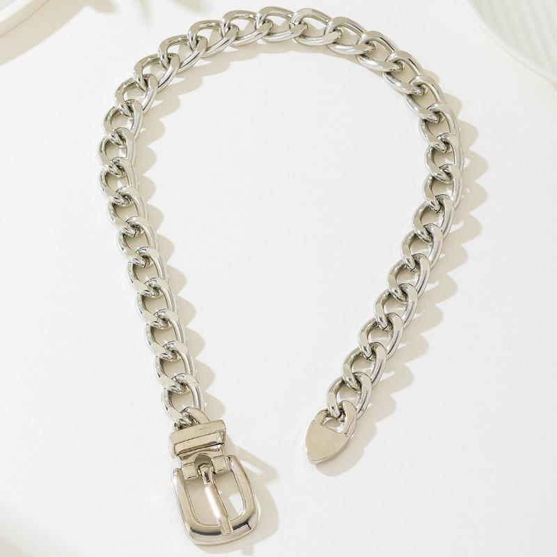 

Meier Stylishhip hop casualsense of design cold style metal belt buckle women s jewelry necklace срібний