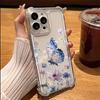 Blue And Pink Butterfly Flower Pattern Transparent Phone Case For iPhone 17 Air 16 15 14 13 12 11 Pro Max XS XR X 14 Plus Cover