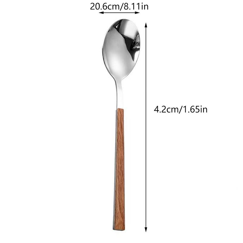 1/5 Stück Edelstahl Imitation Holzgriff Besteckset Geschirrklammer Westliches Tafelgeschirr Messer Gabel Teelöffel