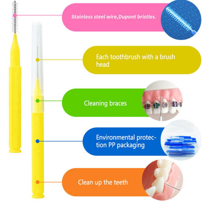 30 Stück I-förmige Interdentalbürste Denta Floss Interdentalreiniger Kieferorthopädische Zahnbürste Zahnstocher Mundpflege-Werkzeug