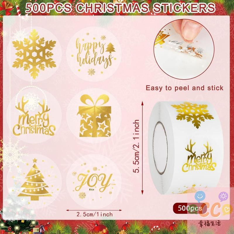 Big Pack of 500 Cute Snowman Stickers, Round Transparent Decals for Christmas Gift Wrapping, Scrapbooking