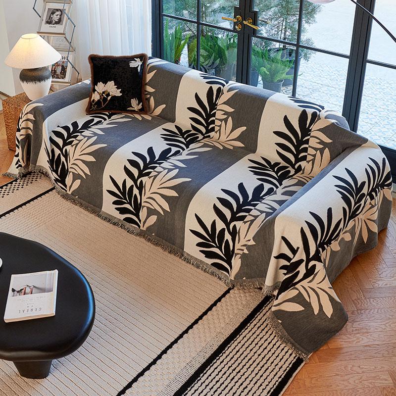 Funda Sofa Home Chenille Hawaii Leaf Color Block Sofa Mat Throw Blankets All-season Camping Picnic Sofa Cover