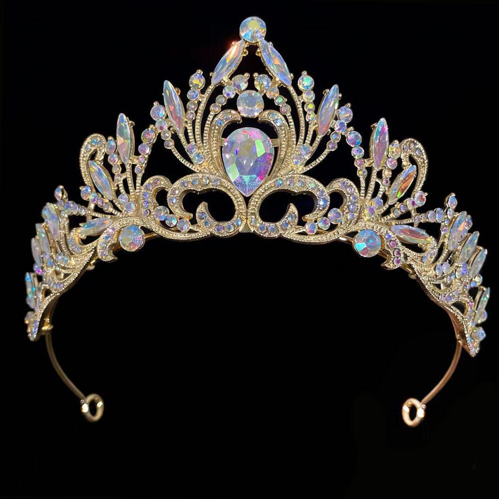 Luxurious Bride Accessories Three Piece Set Wedding Crown Headwear  Necklace Earrings Wedding Dress and Evening Gown Accessories