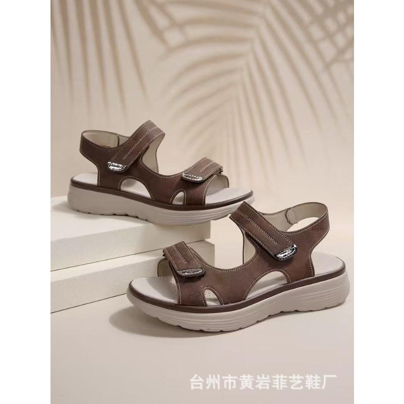 Neue Sommer-Damenschuhe Übergröße Plateau lässige Sandalen mit Klettverschluss Sandalen Damenschuhe